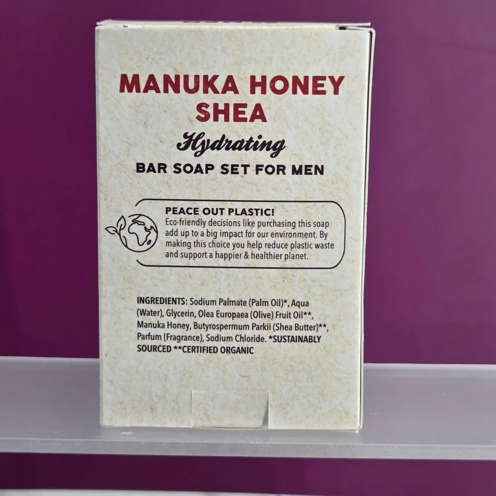 OC MEN Bar Soap Set Men 3 Pack Manuka Honey Shea Hydrating Natural USA Eco